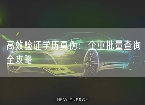 高效验证学历真伪：企业批量查询全攻略