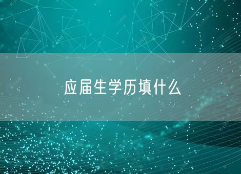 应届生学历填什么
